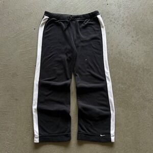 Vintage Nike Sweatpants Womens Medium Black White Side Stripe Y2K Wide Leg